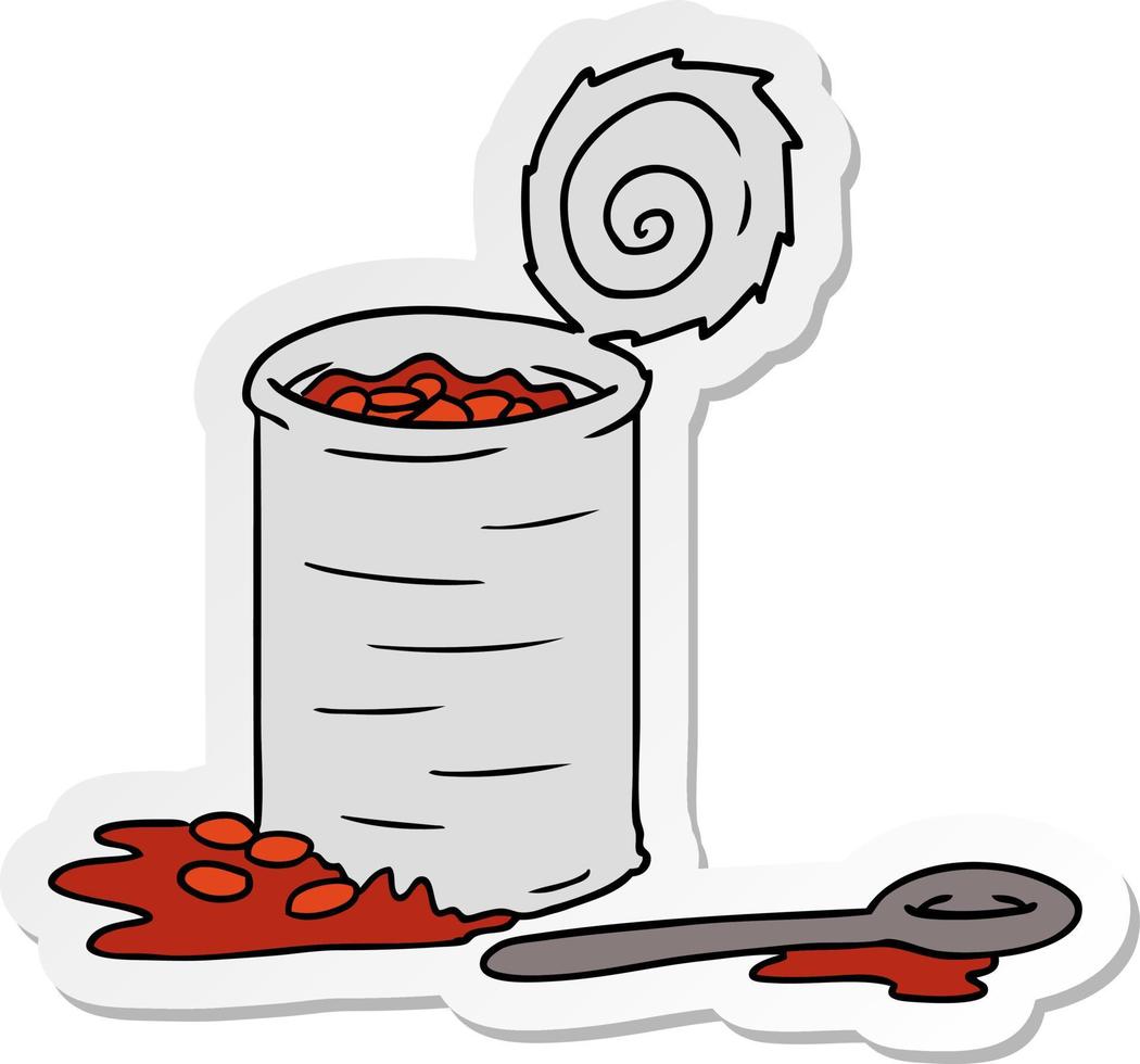 sticker cartoon doodle of an opened can of beans vector