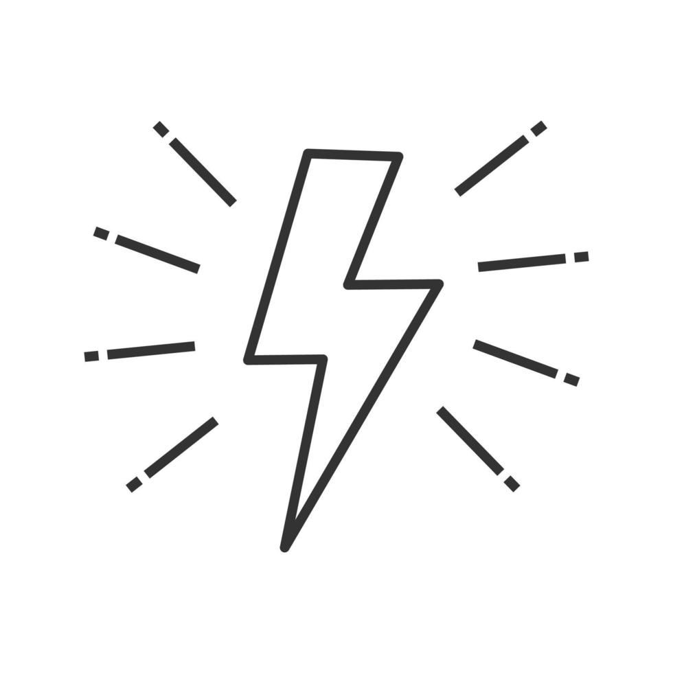 Lightning bolt linear icon. Thin line illustration. Electricity sign. Speed and power contour symbol. Vector isolated outline drawing