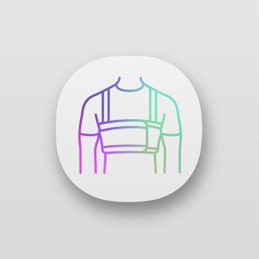 Surgical mens rib belt app icon. Male post surgery chest binder. UI UX user interface. Gynecomastia bandage. Elastic sternal corset. Medical chest support. Injured rib. Vector isolated illustration