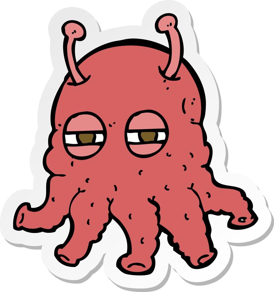 sticker of a cartoon alien face vector