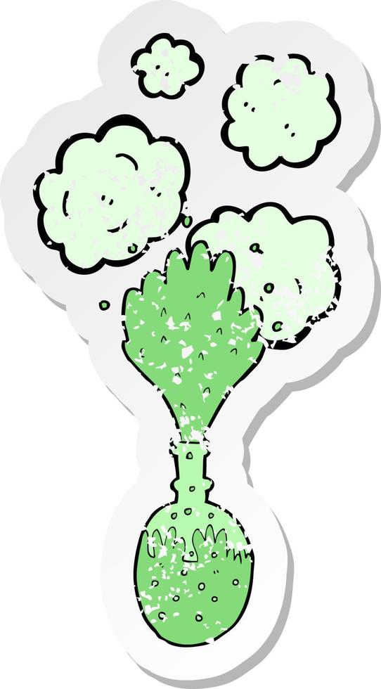 retro distressed sticker of a cartoon chemical reaction vector