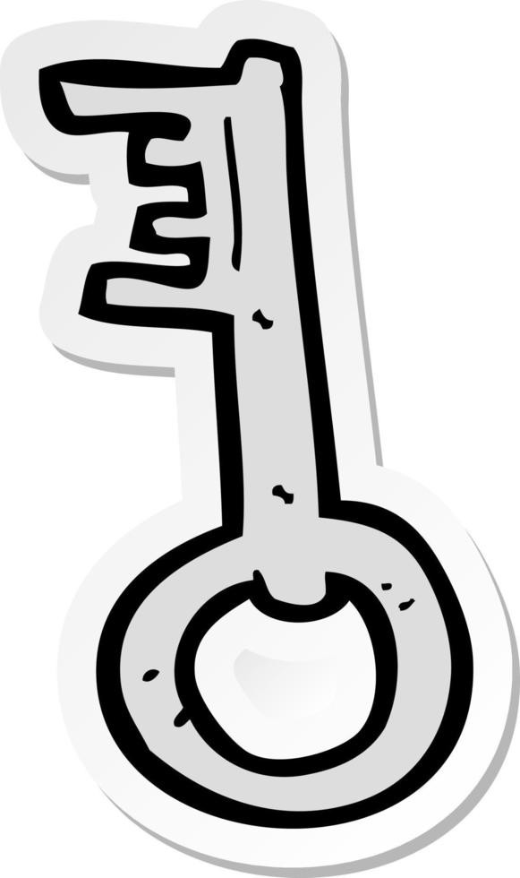 sticker of a cartoon old key vector