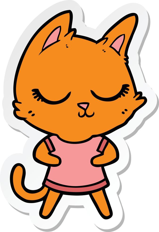 sticker of a calm cartoon cat vector