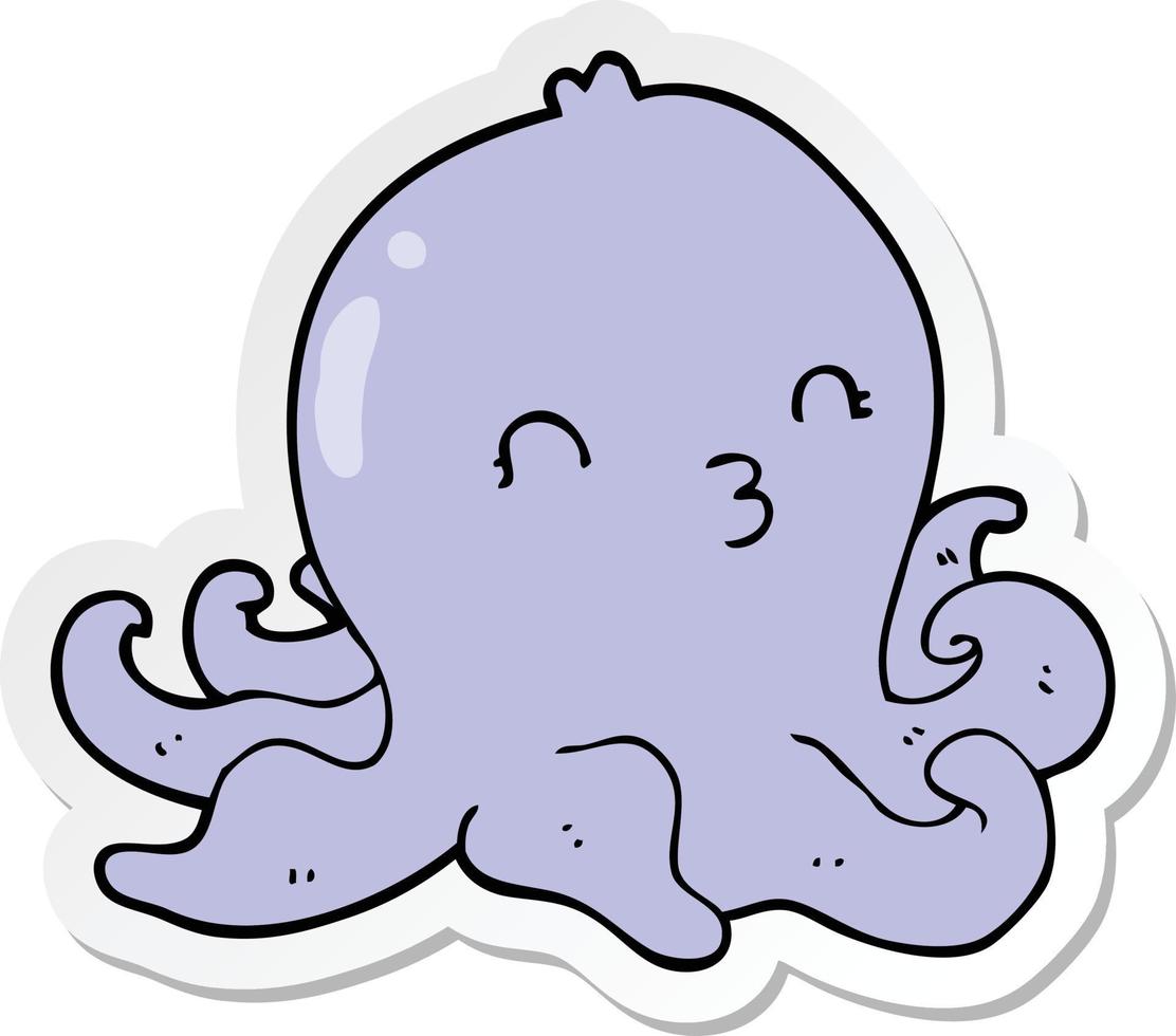 sticker of a cartoon octopus vector