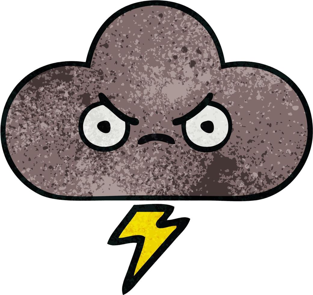 retro grunge texture cartoon storm cloud vector