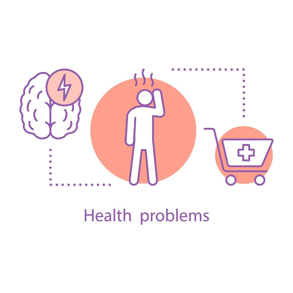 Headache concept icon. Migraine treatment. Health problems idea thin line illustration. Vector isolated outline drawing