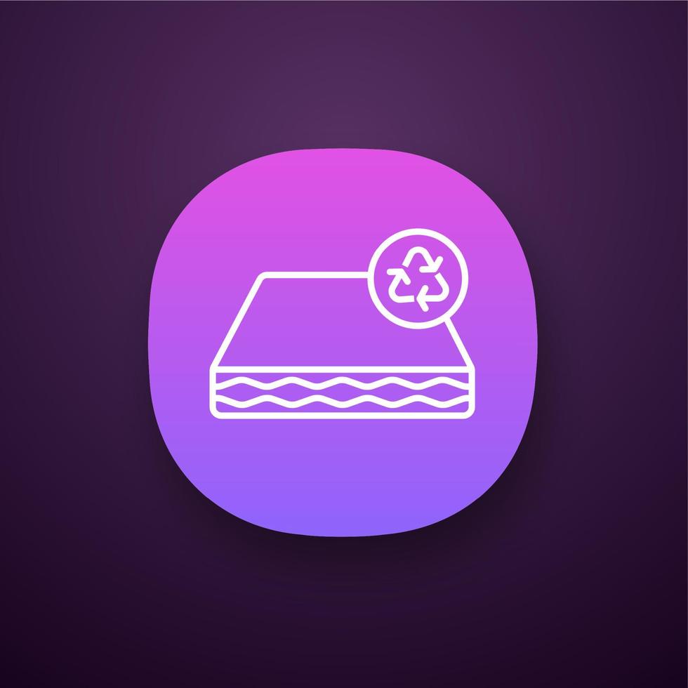 Ecological mattress recycling app icon. Recyclable and reusable eco friendly mattress. UI UX user interface. Web or mobile application. Vector isolated illustration