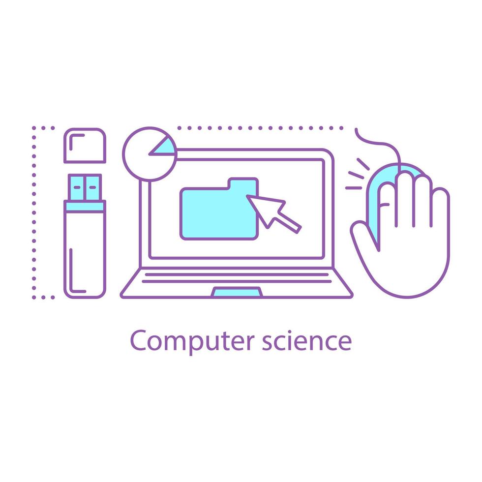 Computer science concept icon. E-learning. Digital technology. Computing idea thin line illustration. Vector isolated outline drawing