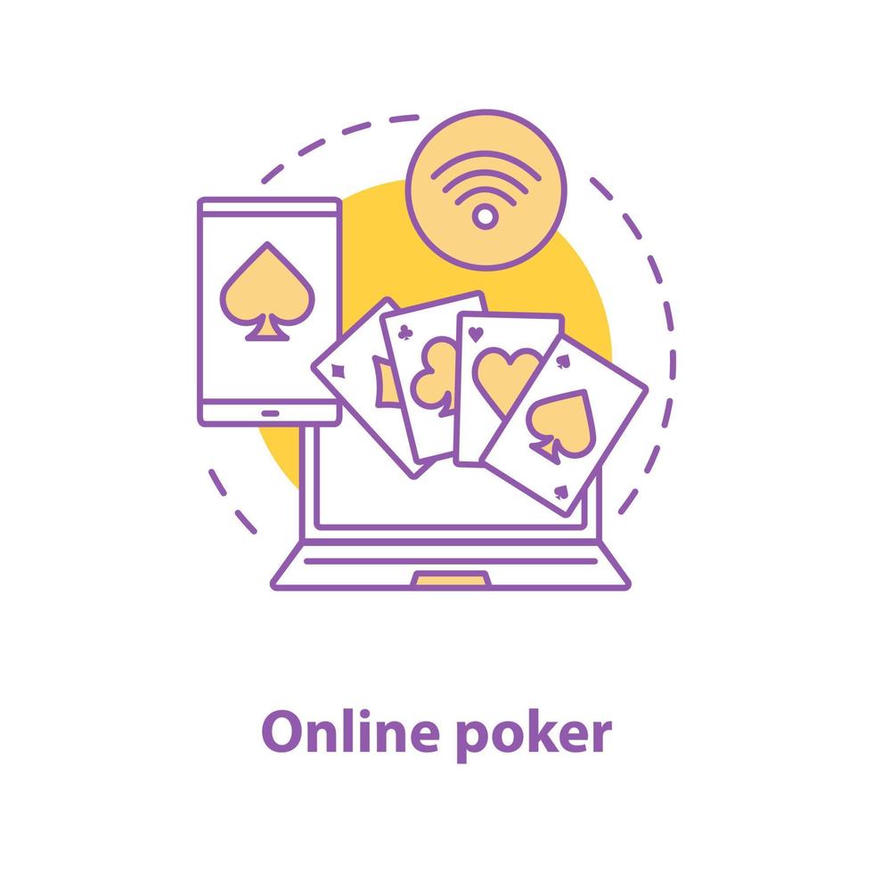 Online poker concept icon. Gambling idea thin line illustration. Online casino. Vector isolated outline drawing