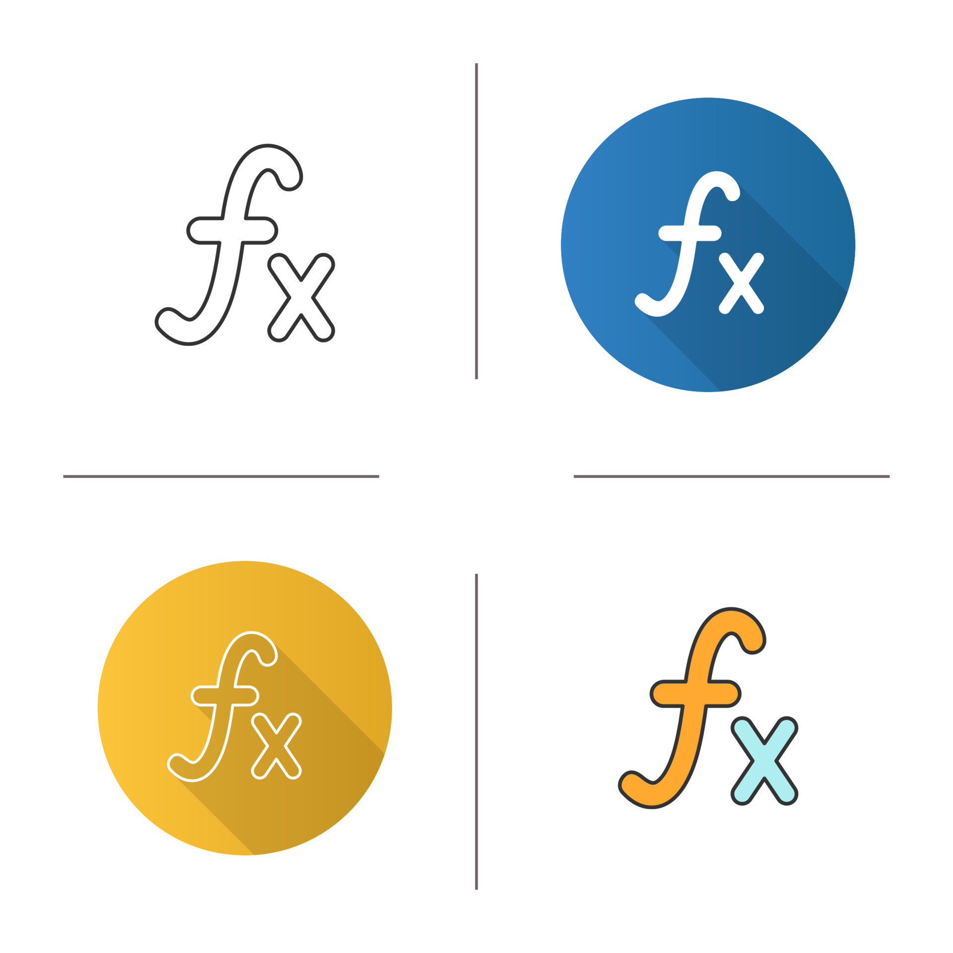 Math function icon. Flat design, linear and color styles. Isolated ...