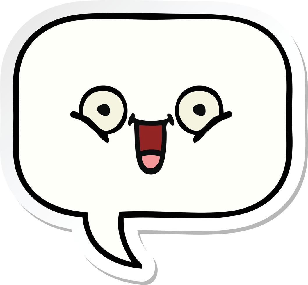 sticker of a cute cartoon speech bubble vector