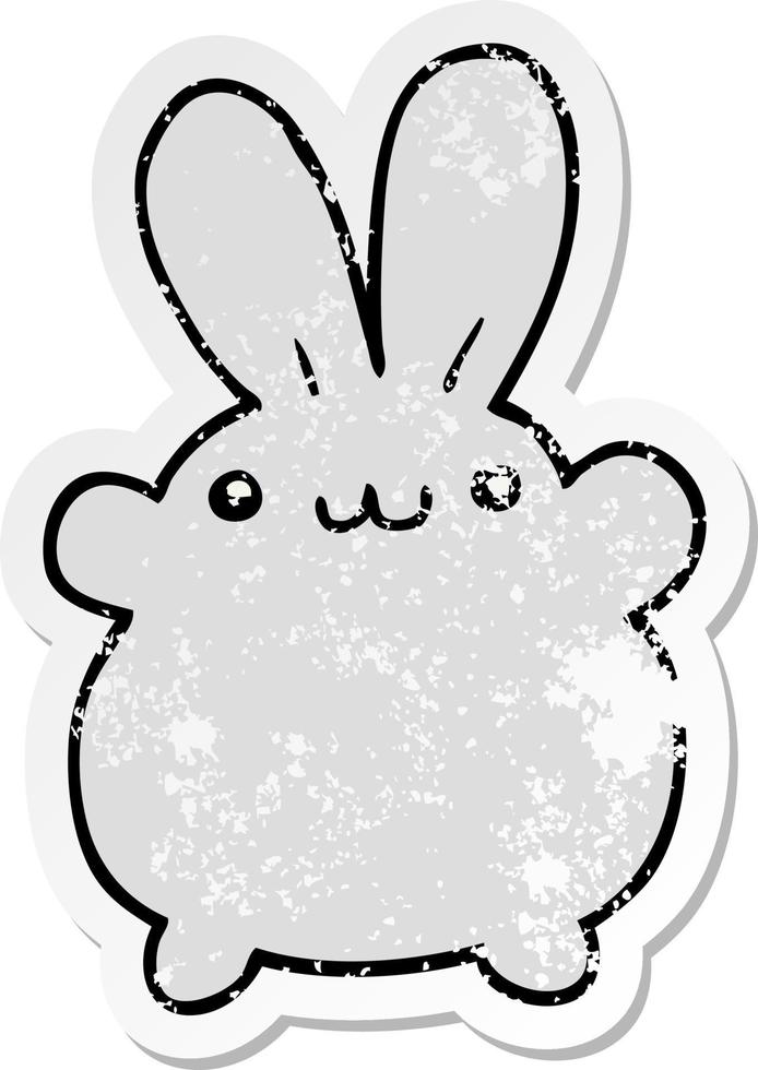 distressed sticker of a cartoon rabbit vector