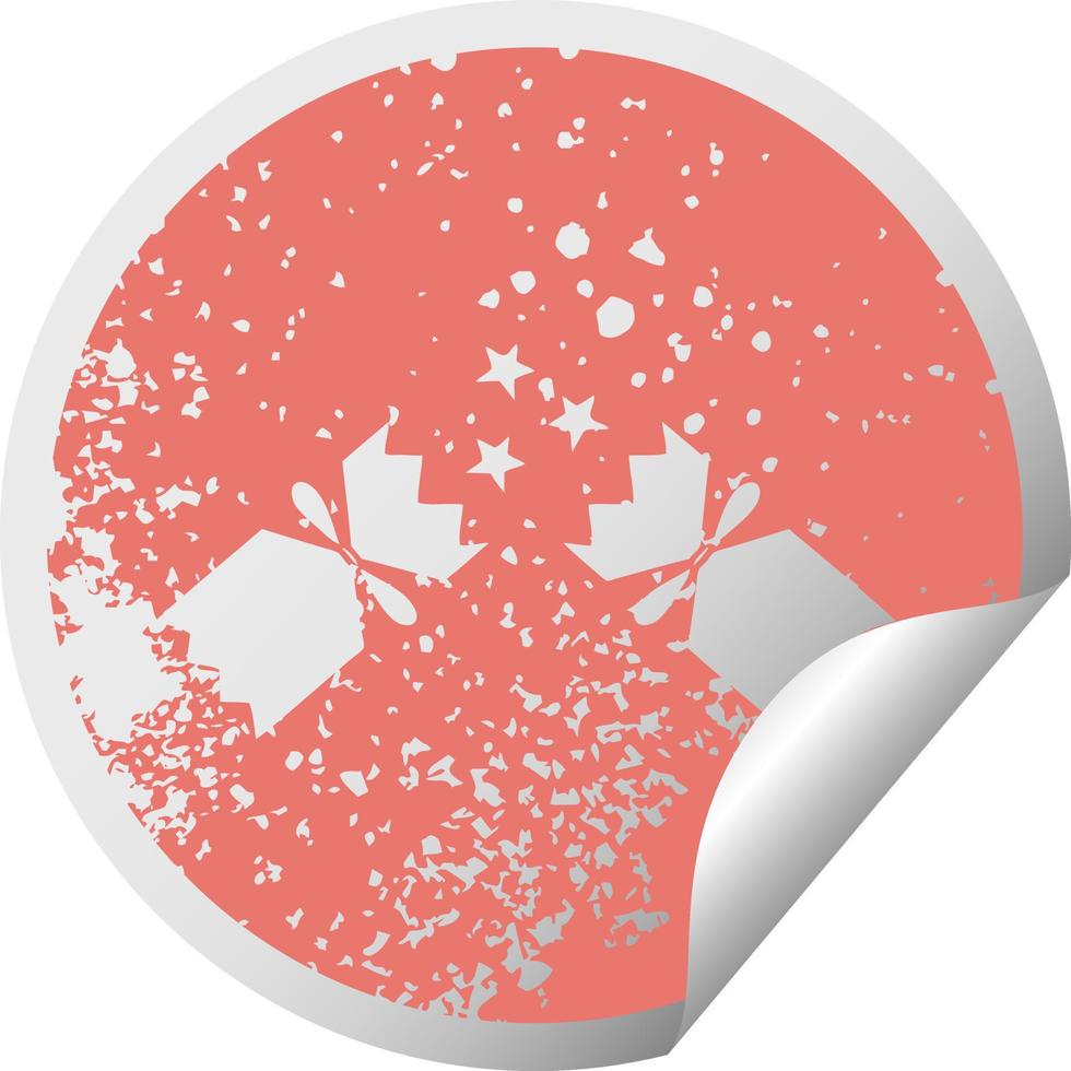 distressed circular peeling sticker symbol christmas cracker vector