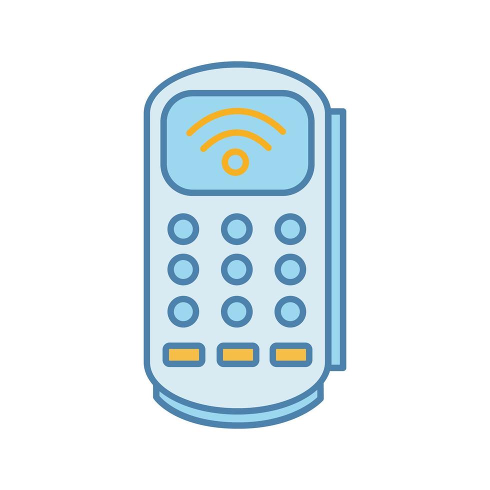Payment terminal color icon. POS terminal. NFC payment. Contactless transaction. Near field communication. E-payment. Isolated vector illustration