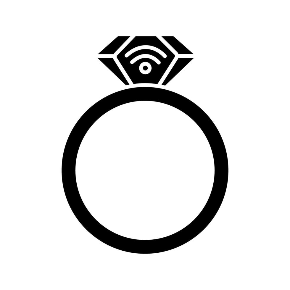 NFC ring glyph icon. Near field communication. RFID transponder. Smart ring. Contactless technology. Silhouette symbol. Negative space. Vector isolated illustration