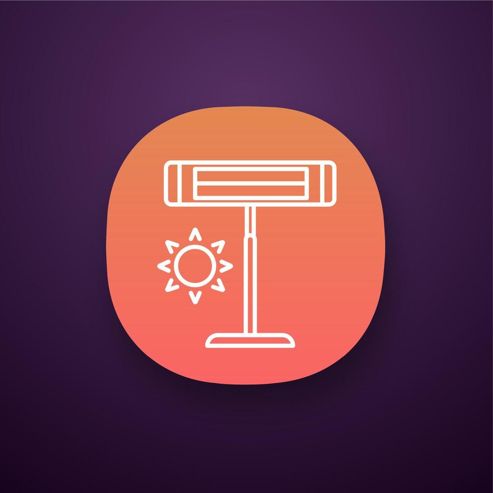 Infrared heater app icon. Pedestal electric heater. Household appliance. IR heating lamp. UI UX user interface. Web or mobile application. Vector isolated illustration