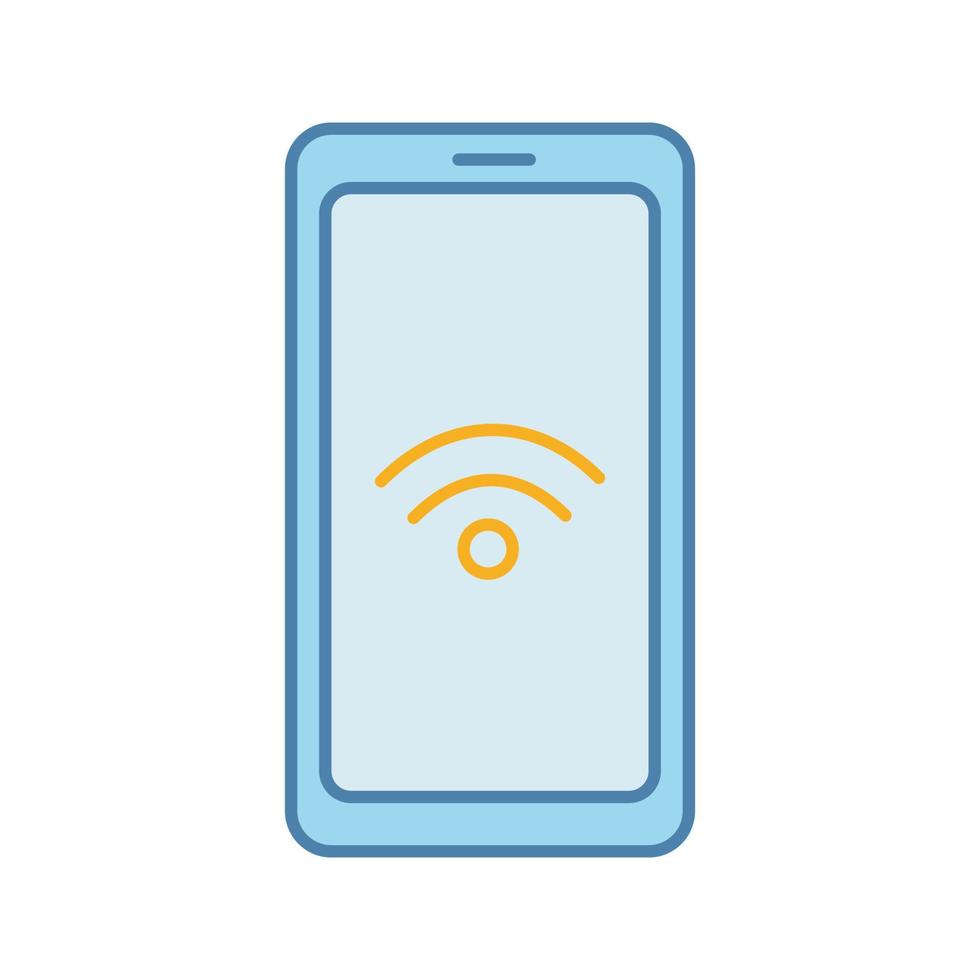 NFC smartphone signal color icon. NFC phone. Near field communication. Mobile phone contactless payment. Isolated vector illustration