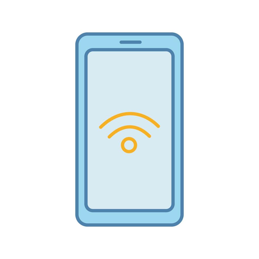 NFC smartphone signal color icon. NFC phone. Near field communication. Mobile phone contactless payment. Isolated vector illustration