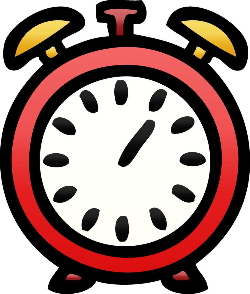 gradient shaded cartoon alarm clock vector