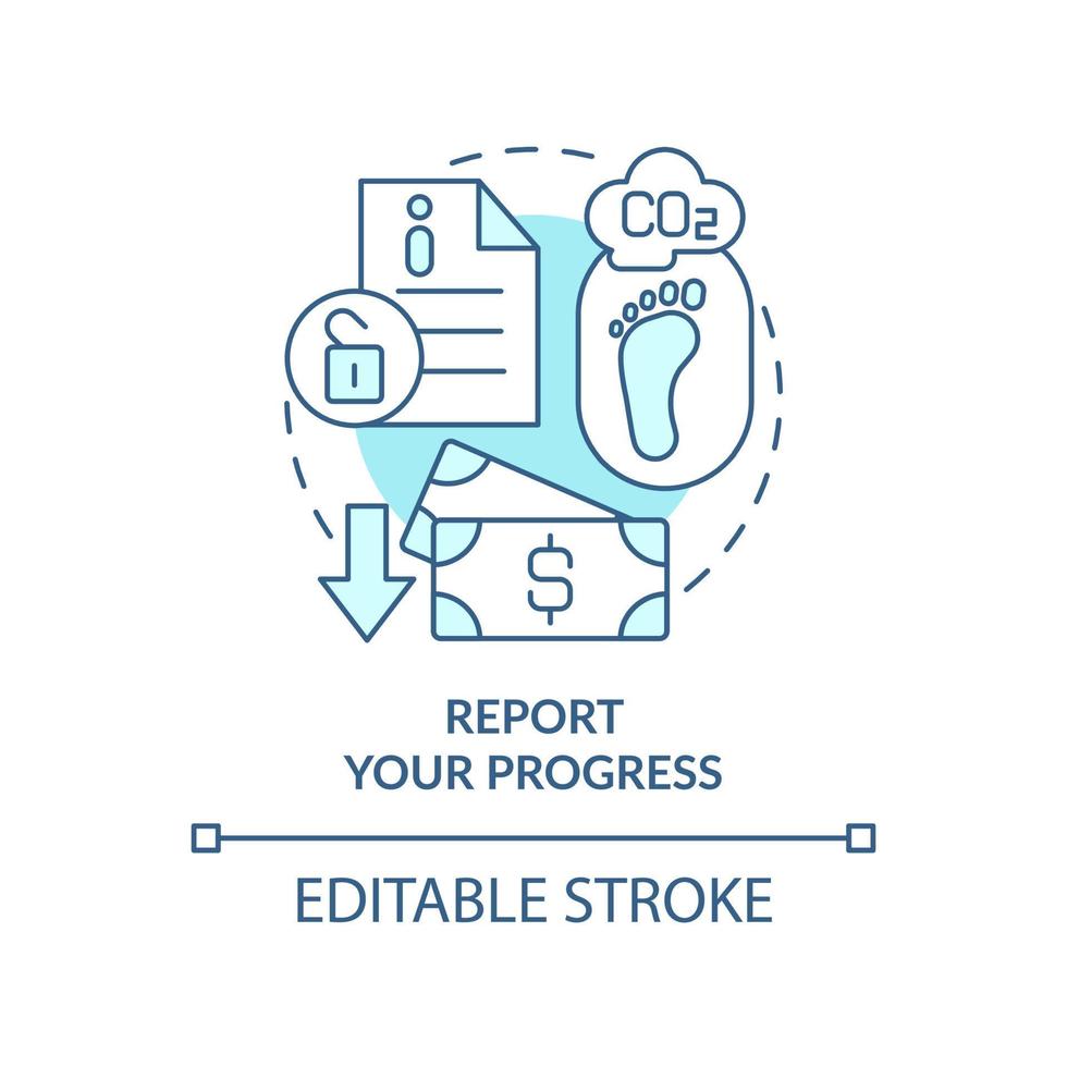 Report your progress turquoise concept icon. Way to energy management abstract idea thin line illustration. Transparency. Isolated outline drawing. Editable stroke. vector