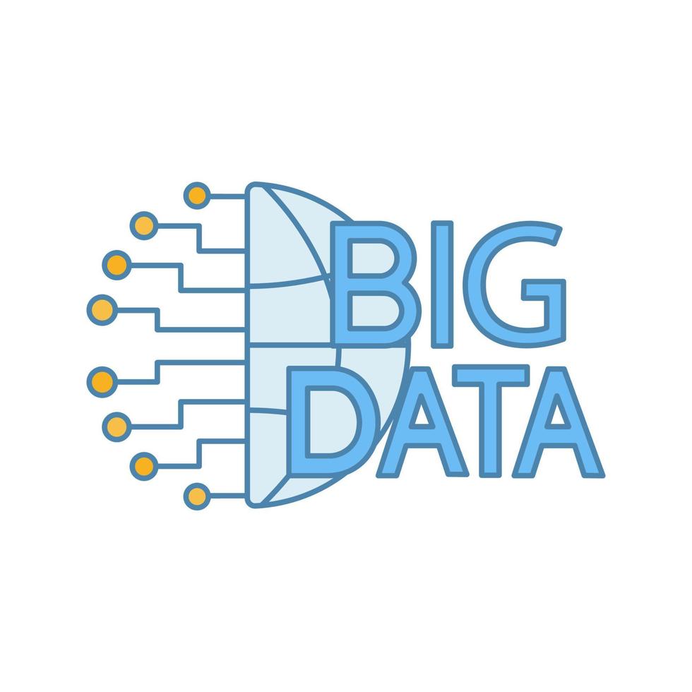Big data color icon. Cloud computing. Cloud network. Database. Artificial intelligence. Isolated vector illustration