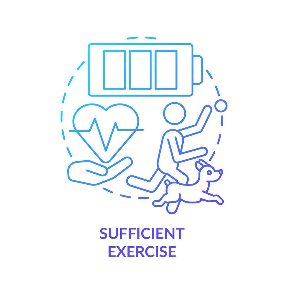 Sufficient exercise blue gradient concept icon. Pet wellness tip abstract idea thin line illustration. Daily physical activity for dog. Isolated outline drawing. vector