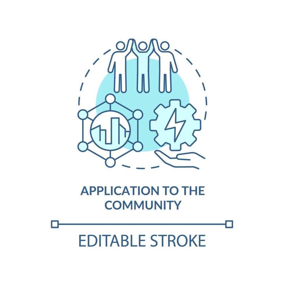 Application to community turquoise concept icon. Sustainable energy plan abstract idea thin line illustration. Isolated outline drawing. Editable stroke. vector