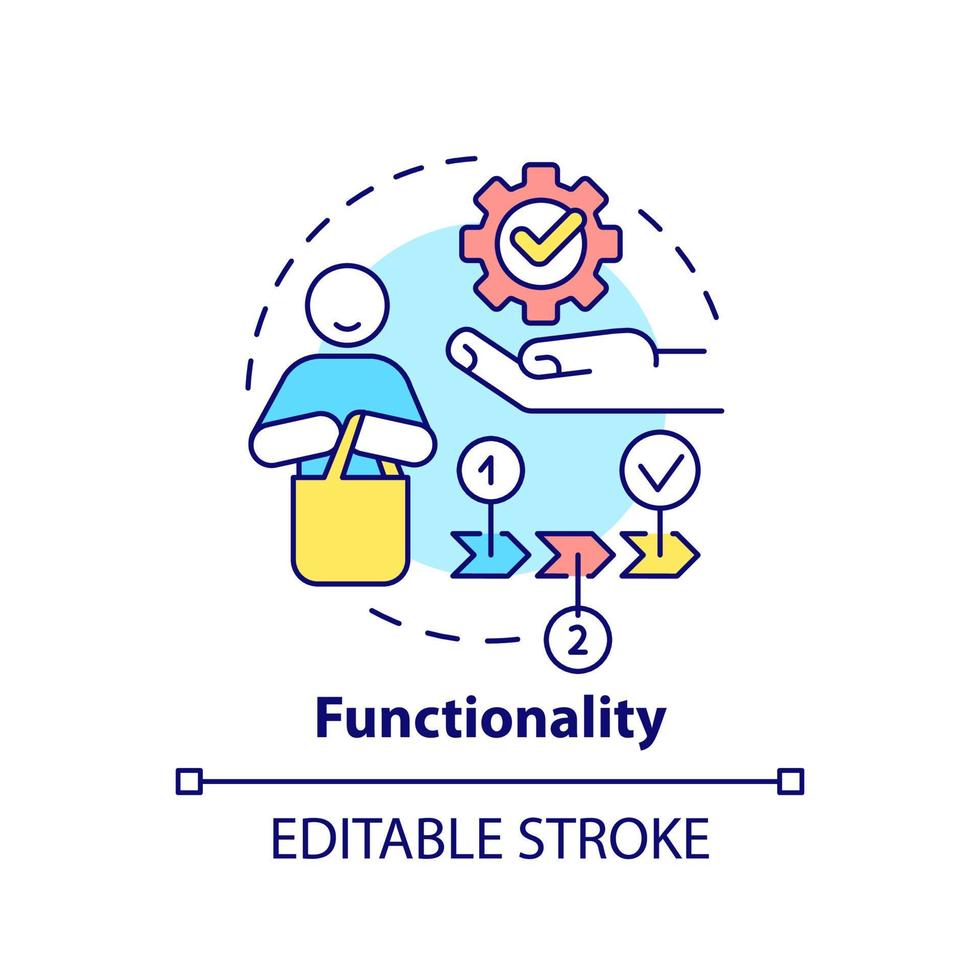 Functionality concept icon. Goods utility and benefits. Product need abstract idea thin line illustration. Isolated outline drawing. Editable stroke. vector