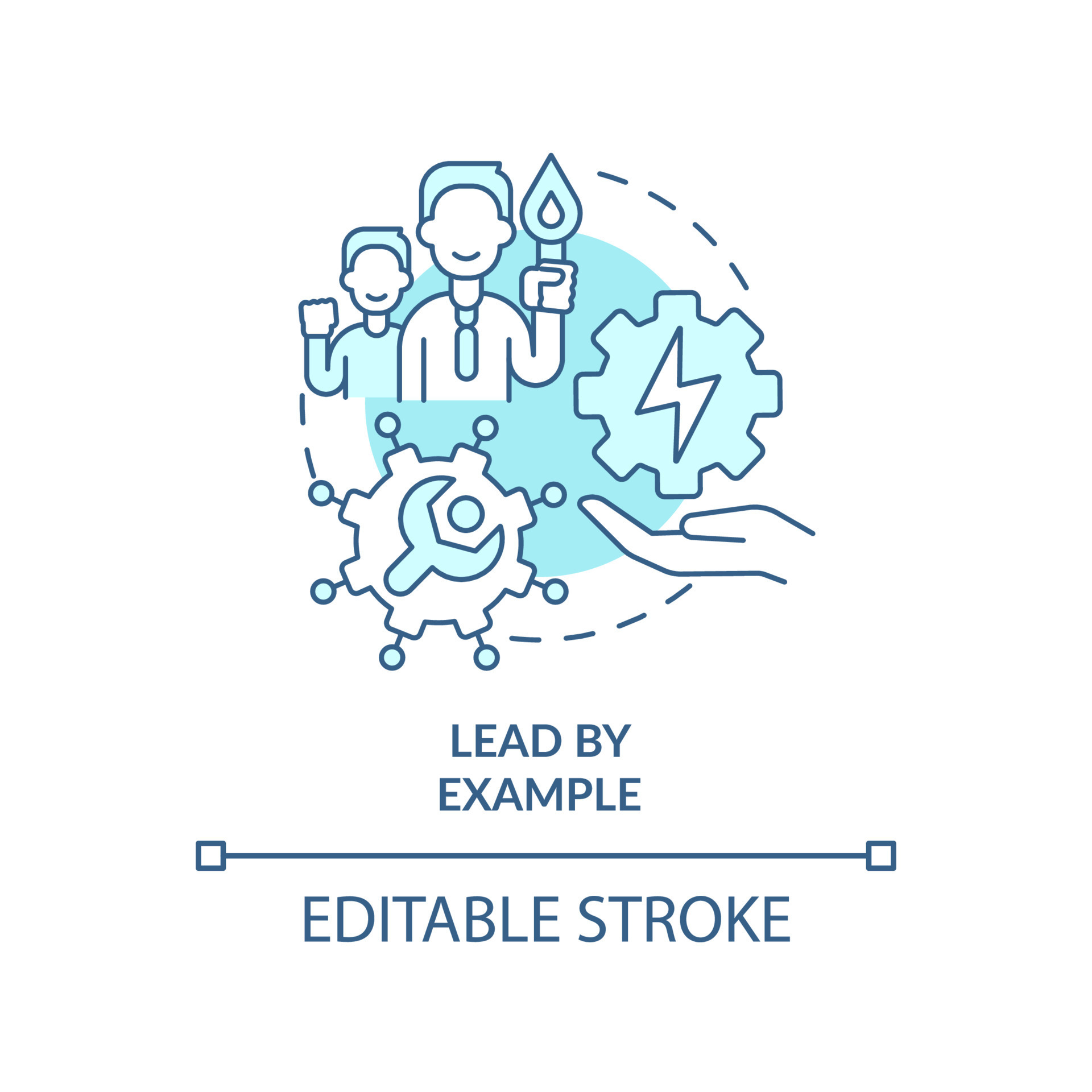 Lead by example turquoise concept icon. Approach to energy strategy abstract idea thin line
