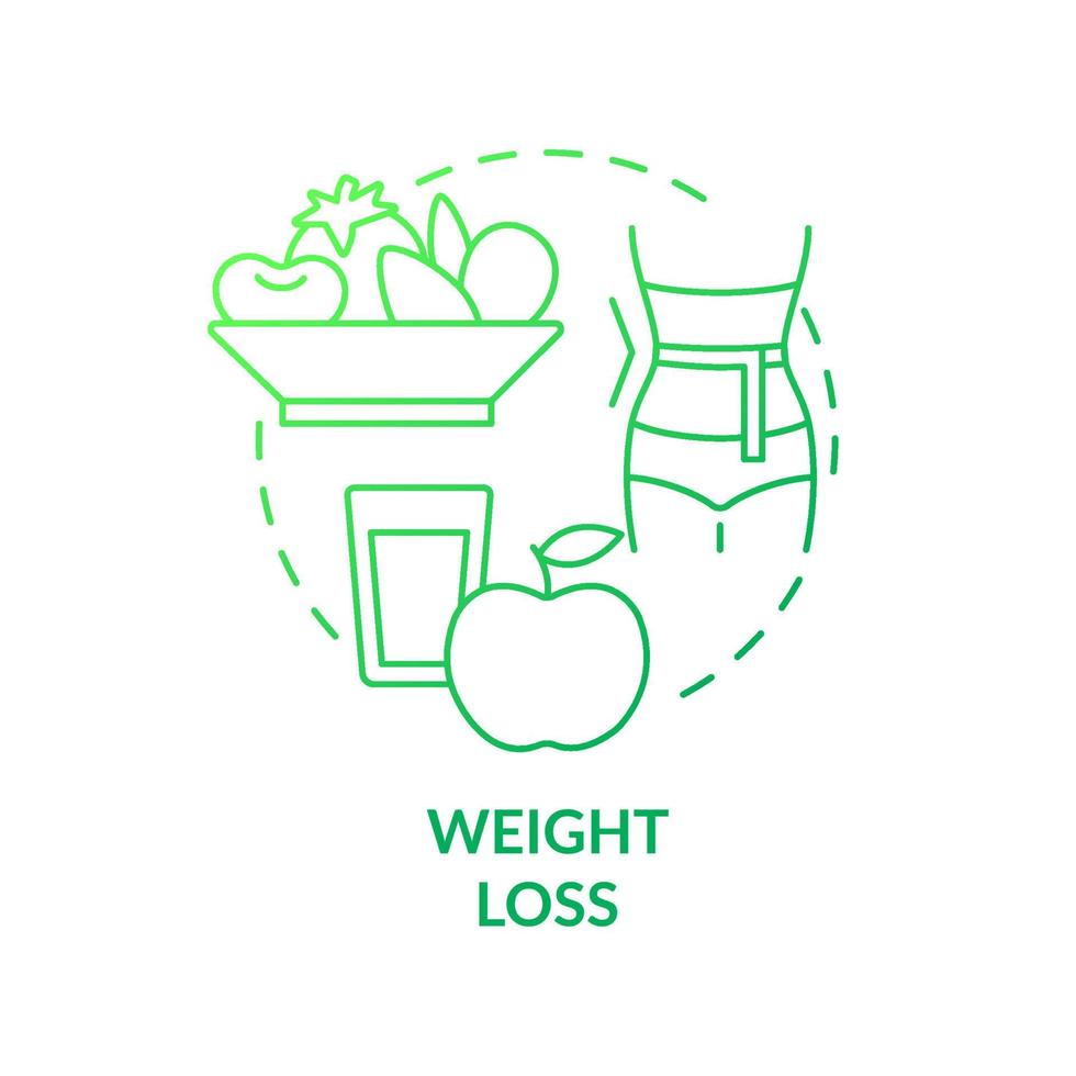 Weight loss green gradient concept icon. Healthy nutrition plan. Slimming diet. Benefit of vegan diet abstract idea thin line illustration. Isolated outline drawing. vector