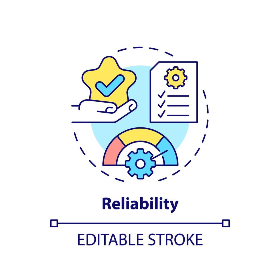 Reliability concept icon. Goods and service high quality. Product need abstract idea thin line illustration. Isolated outline drawing. Editable stroke. vector