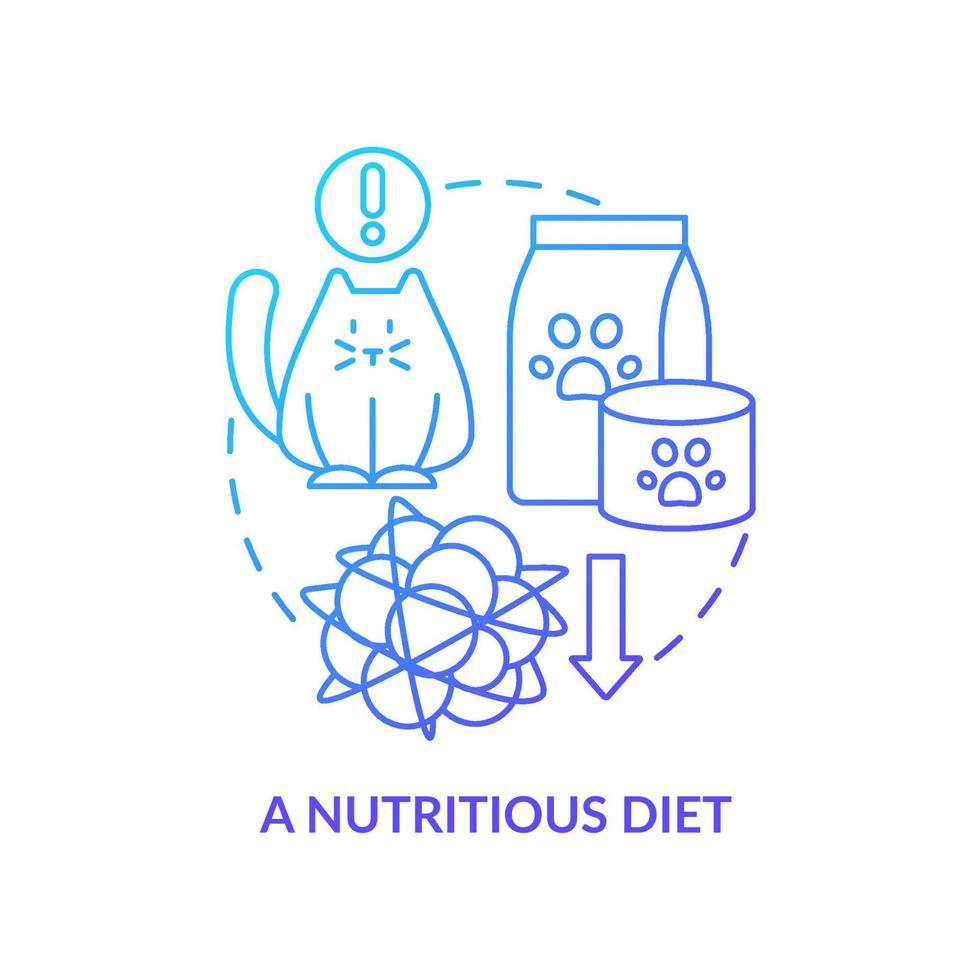 icono de concepto de gradiente azul de dieta nutritiva. rutina de cuidado de mascotas adecuada idea abstracta ilustración de línea delgada. golosinas saludables para perros, gatos. dibujo de contorno aislado. vector