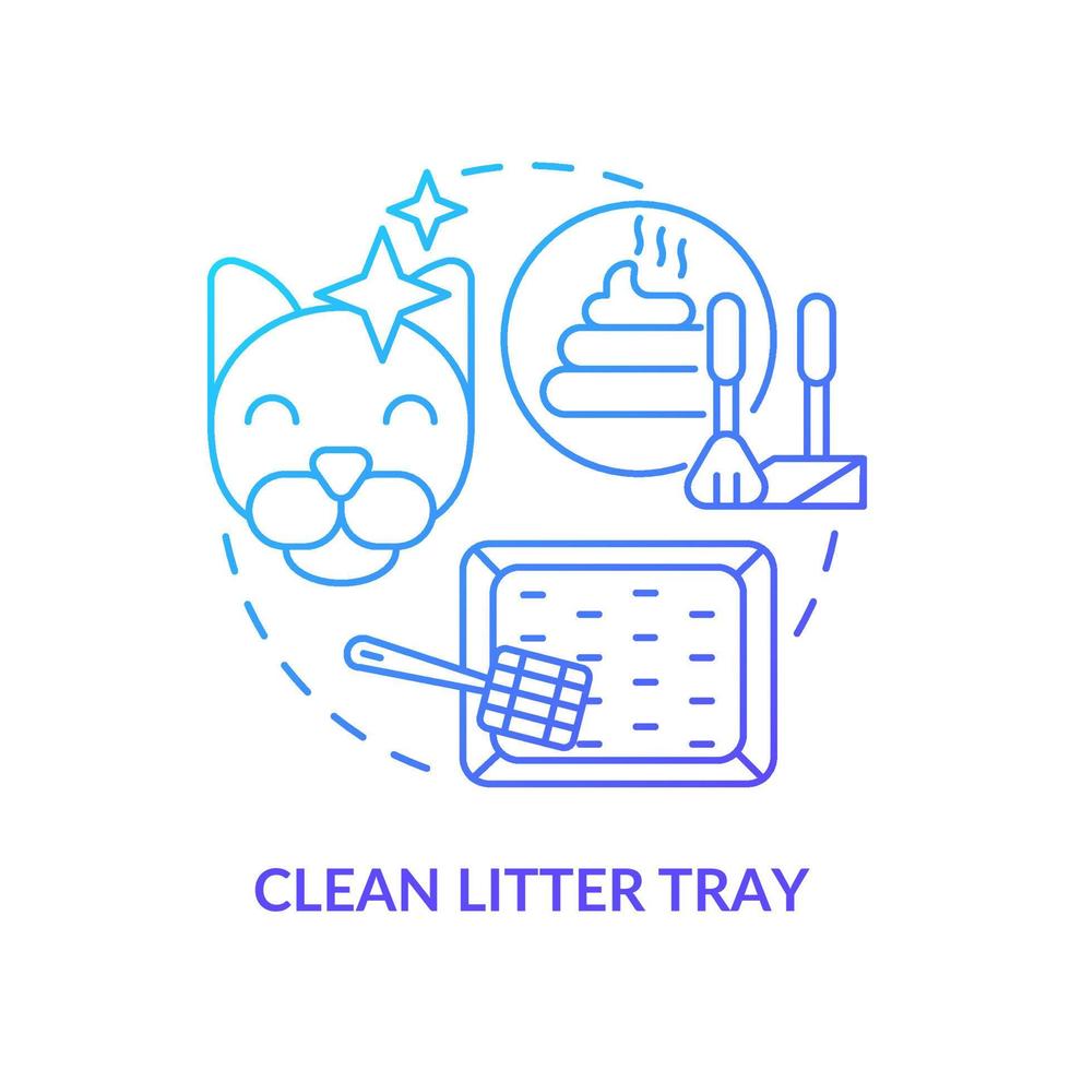 Clean litter tray blue gradient concept icon. Keeping indoor cat healthy abstract idea thin line illustration. Sensitivity to smells. Isolated outline drawing. vector