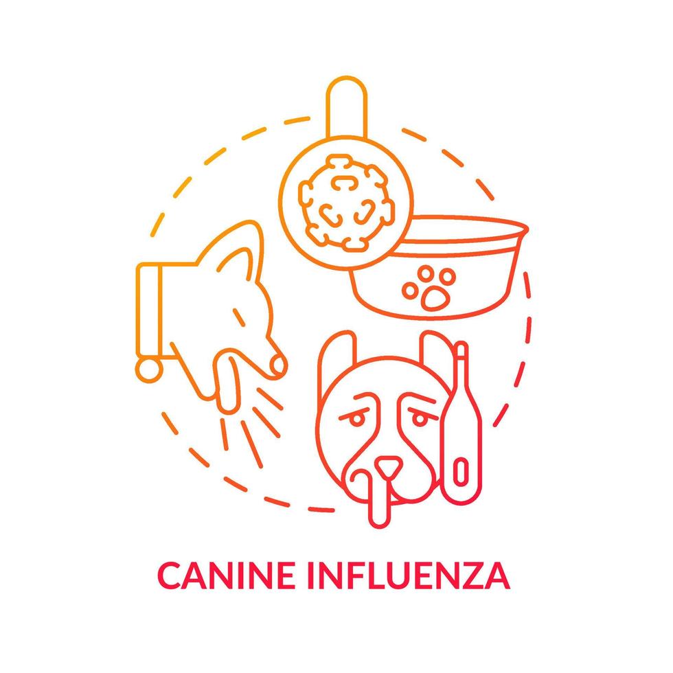 icono de concepto de gradiente rojo de influenza canina. preocupación común por la salud de los perros idea abstracta ilustración de línea delgada. gripe canina como enfermedad. dibujo de contorno aislado. vector