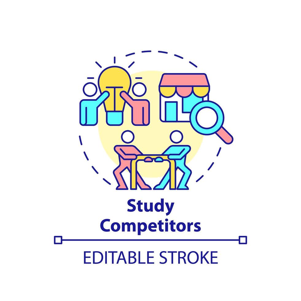 Study competitors concept icon. Market research. Identifying customer needs abstract idea thin line illustration. Isolated outline drawing. Editable stroke. vector