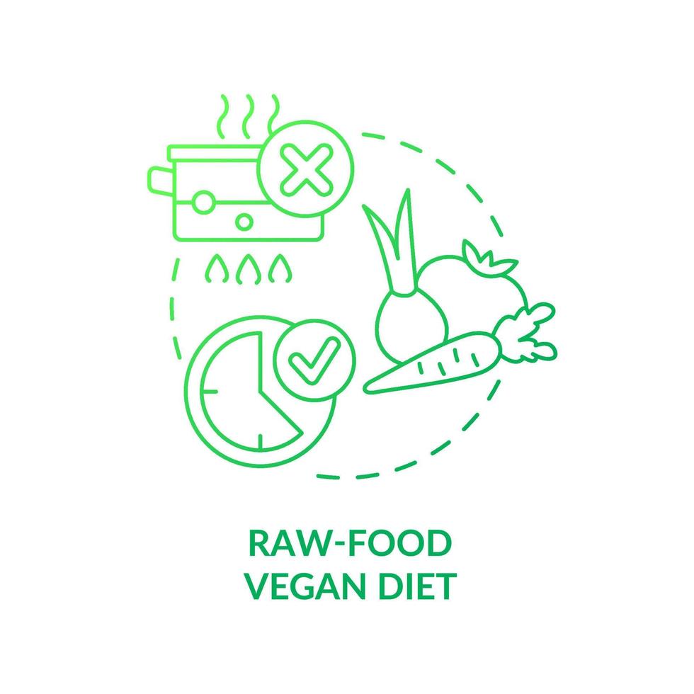 Raw food vegan diet green gradient concept icon. Uncooked vegetables. Variety of vegan diet abstract idea thin line illustration. Isolated outline drawing. vector