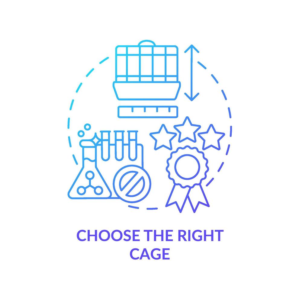 Choose right cage blue gradient concept icon. Keeping small animals healthy abstract idea thin line illustration. Good space for climb. Isolated outline drawing. vector