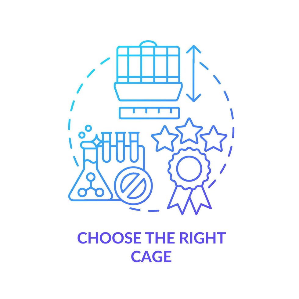 Choose right cage blue gradient concept icon. Keeping small animals healthy abstract idea thin line illustration. Good space for climb. Isolated outline drawing. vector