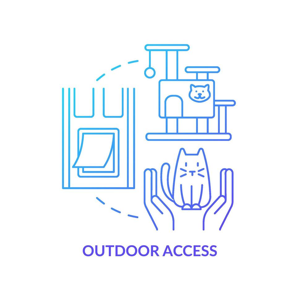 Outdoor access blue gradient concept icon. Bringing new cat home tip abstract idea thin line illustration. Promoting natural behavior. Isolated outline drawing. vector