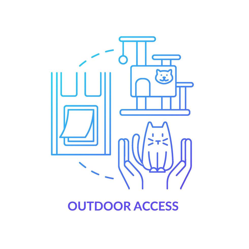 Outdoor access blue gradient concept icon. Bringing new cat home tip abstract idea thin line illustration. Promoting natural behavior. Isolated outline drawing. vector