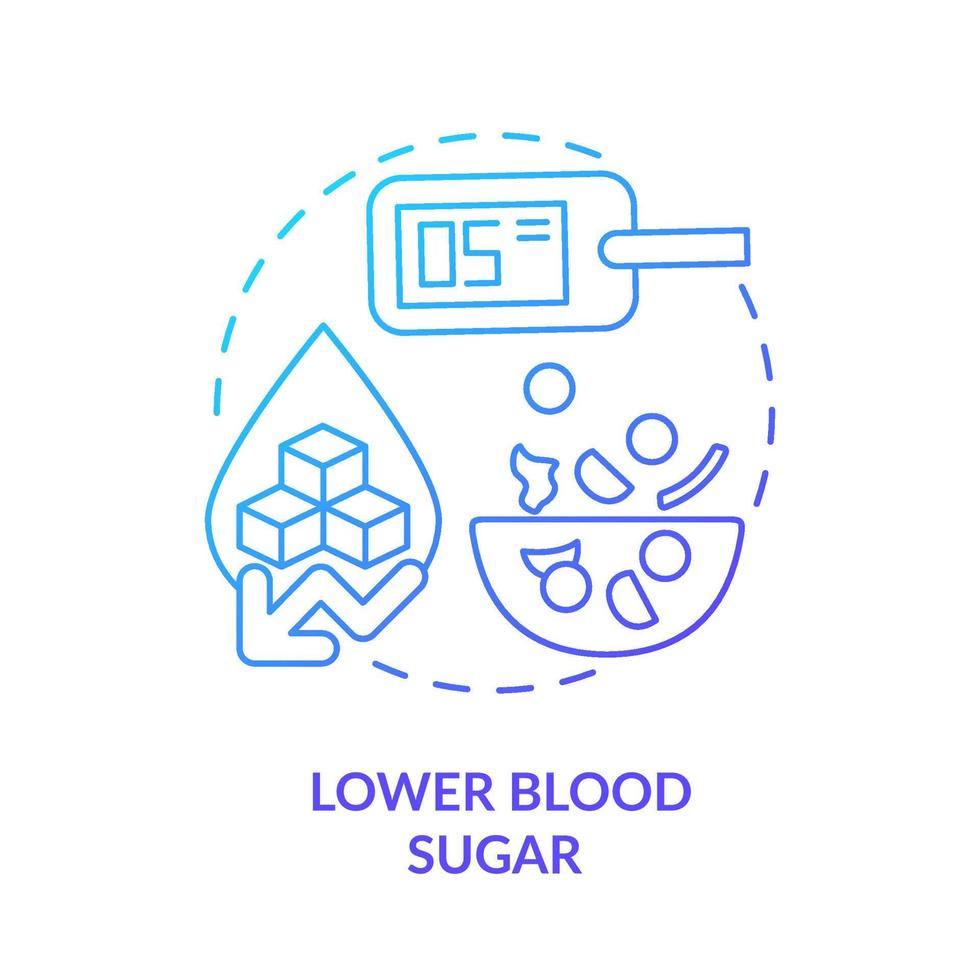 Lower blood sugar blue gradient concept icon. Diabetes prevention. Benefit of healthy vegan diet abstract idea thin line illustration. Isolated outline drawing. vector