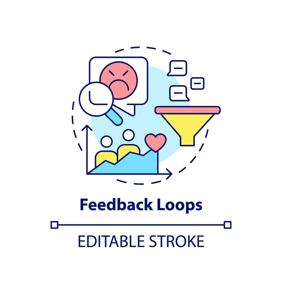 Feedback loops concept icon. Complaints and suggestions. Solving for customer needs abstract idea thin line illustration. Isolated outline drawing. Editable stroke. vector