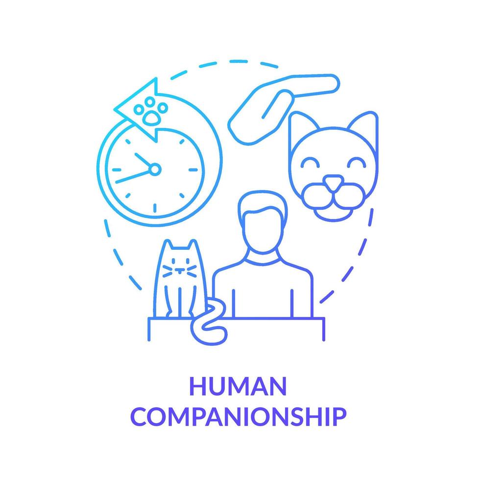 Human companionship blue gradient concept icon. Cat wellness abstract idea thin line illustration. Animal companion. Psychological help. Isolated outline drawing. vector