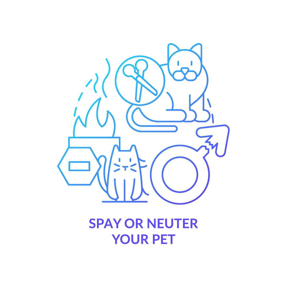 Spay and neuter pet blue gradient concept icon. Pet ownership abstract idea thin line illustration. Prevent negative health outcomes. Isolated outline drawing. vector