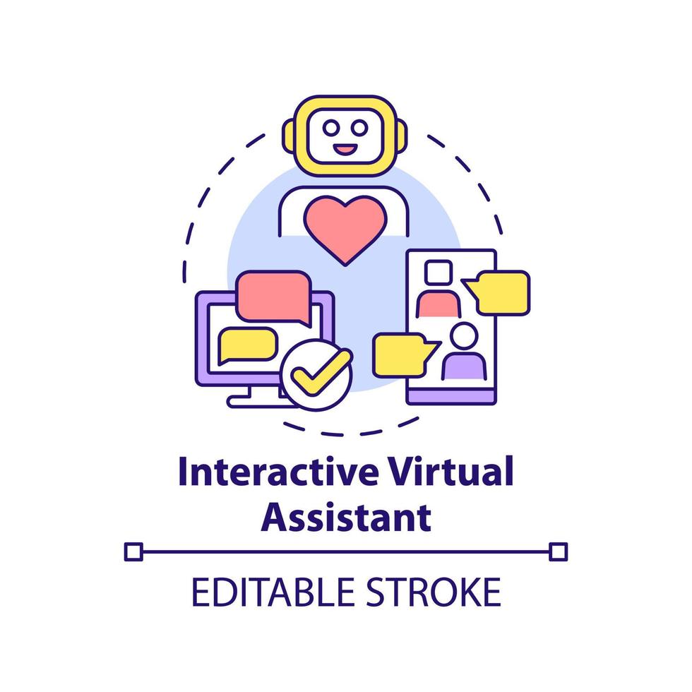 Interactive virtual assistant concept icon. Type of customer service abstract idea thin line illustration. Isolated outline drawing. Editable stroke. vector