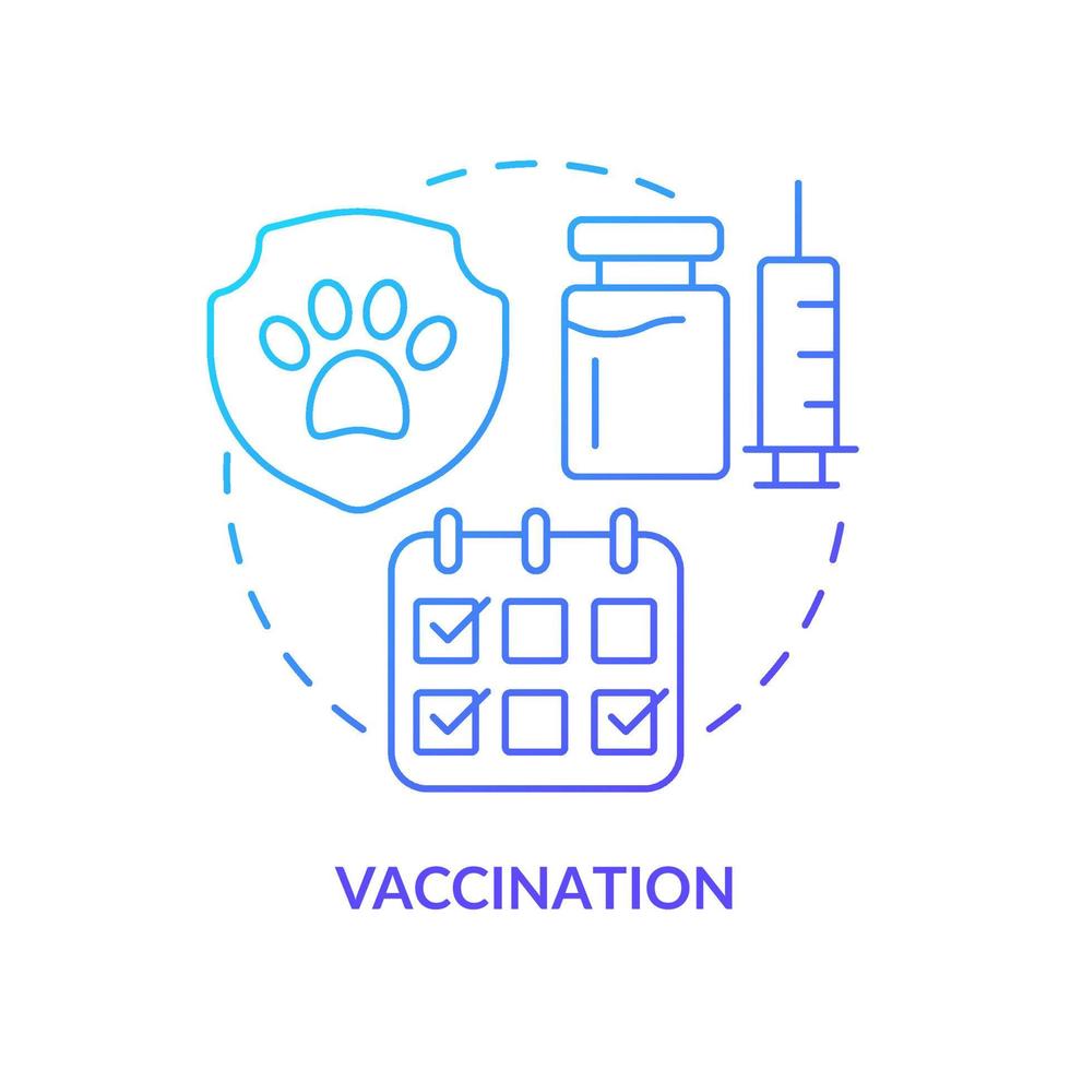 Vaccination blue gradient concept icon. Bringing new cat home tip abstract idea thin line illustration. Protection against fatal disease. Isolated outline drawing. vector