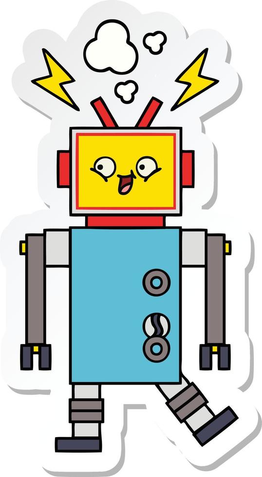 sticker of a cute cartoon robot vector