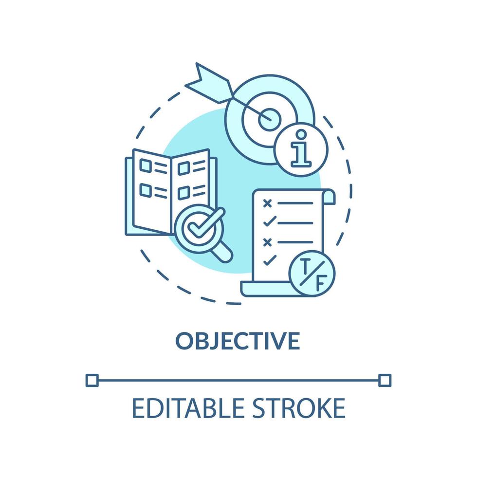 Objective turquoise concept icon. Information type abstract idea thin line illustration. Laboratory results. Isolated outline drawing. Editable stroke. vector