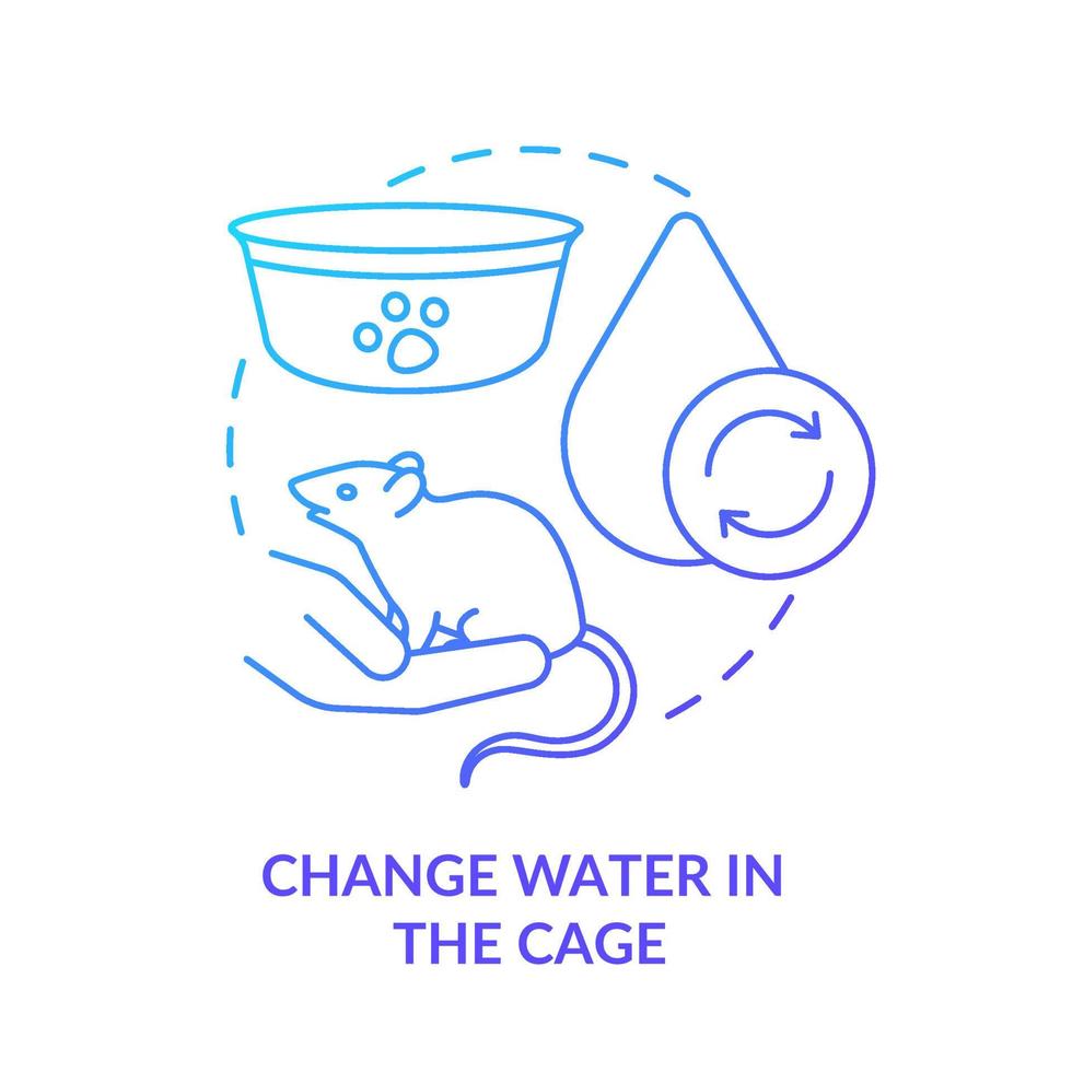 Change water in cage blue gradient concept icon. Taking care of rodents abstract idea thin line illustration. Preventing contaminants. Isolated outline drawing. vector