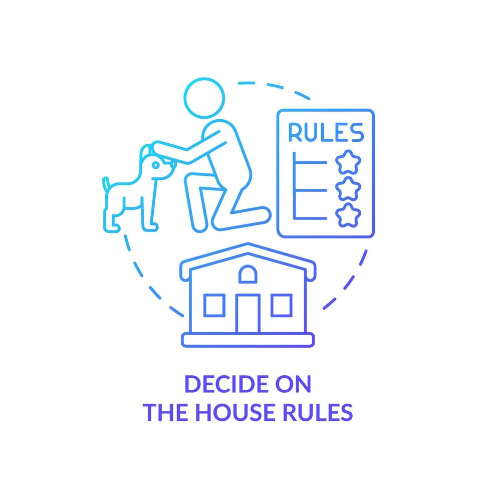 Decide on house rules blue gradient concept icon. Training dog tip abstract idea thin line illustration. Establishing dominance. Isolated outline drawing. vector